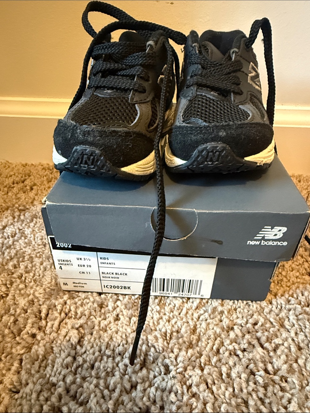 New Balance Kids Black and White Athletic Sneakers